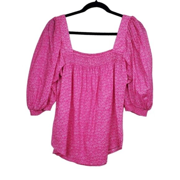 Aspiga Womens Puff Sleeve Pink Floral Print Top Size M - Picture 5 of 7